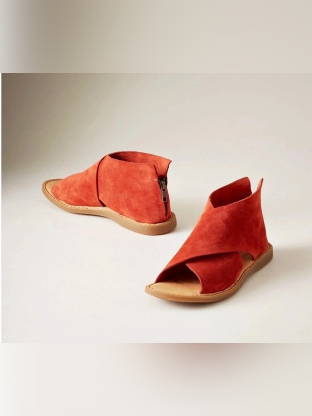 Born Iwa Women's Red Suede Zip Sandals